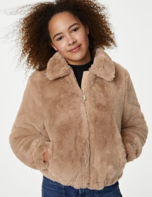 

Girls M&S Collection Faux Fur Bomber (6-16 Yrs) - Neutral, Neutral