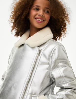 

Girls M&S Collection Metallic Coat (6-16 Yrs) - Silver, Silver