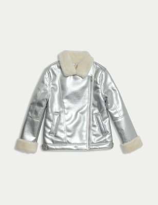 

Girls M&S Collection Metallic Coat (6-16 Yrs) - Silver, Silver