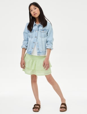 

Girls M&S Collection Pure Cotton Broderie Ra Ra Skirt (6-16 Yrs) - Lime, Lime