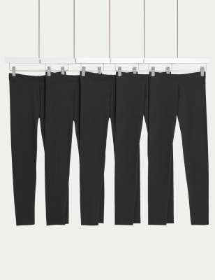 

Girls M&S Collection 5pk Cotton Rich Leggings with Stretch (6-16 Yrs) - Black, Black