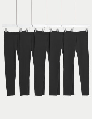 

M&S Collection Pack de 5 leggings de algodón elásticos (6-16 años) - Black, Black