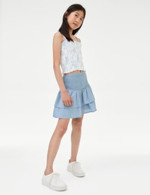 

M&S Collection Falda 100% algodón fruncida 'Ra Ra' (6-16 años) - Blue, Blue