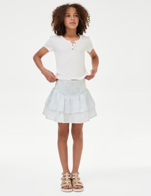 

Girls M&S Collection Pure Cotton Shirred Ra Ra Skirt (6-16 Yrs) - Ivory Mix, Ivory Mix