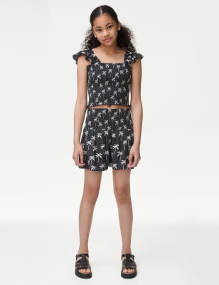 

Girls M&S Collection Palm Print Shorts (6-16 Yrs) - Black Mix, Black Mix