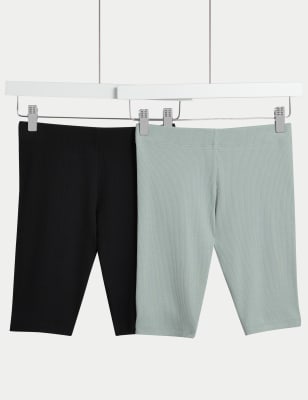 

M&S Collection Pack de 2 pantalones cortos de ciclismo de algodón acanalados (6-16 años) - Khaki Mix, Khaki Mix