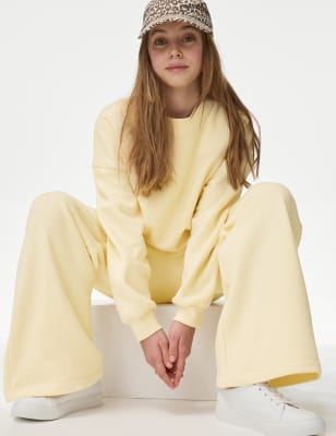 

Girls M&S Collection Wide Leg Cotton Rich Joggers (2-16 Yrs), Yellow