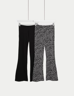 

Girls M&S Collection 2pk Cotton Rich Flared Leggings (6-16 Yrs) - Black Mix, Black Mix