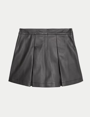 

Girls M&S Collection Mini Faux Leather Skort (6-16 Yrs) - Black, Black