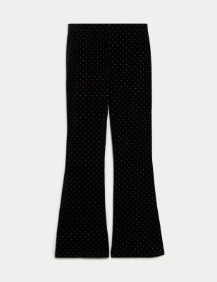 

Girls M&S Collection Velvet Studded Flared Leggings (6-16 Yrs) - Black, Black