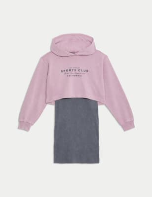 

Girls M&S Collection 2pc Paris Hoodie and Dress Outfit (6-16 Years) - Pink Mix, Pink Mix