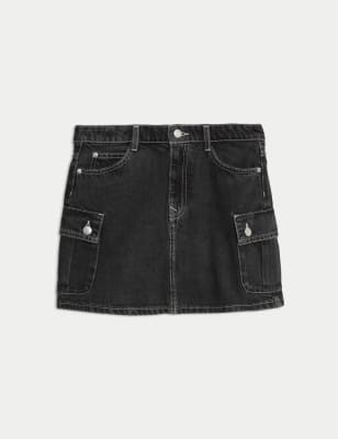 

M&S Collection Cargo-Jeansrock (6-16 J.) - Black Denim, Black Denim