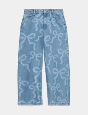 

Girls M&S Collection Denim Wide Leg Bow Jeans (6-16 Yrs), Denim