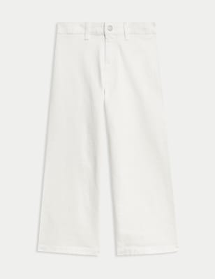 

Girls M&S Collection Wide Leg Cotton Rich Cropped Jeans (6-16 Yrs), Ivory
