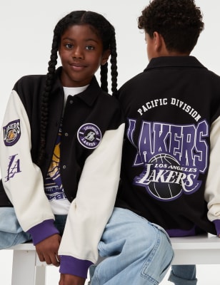 

Girls,Unisex,Boys M&S Collection NBA LA Lakers Bomber Jacket (6-16 Yrs) - Black, Black