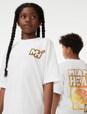 

Girls,Unisex,Boys M&S Collection NBA Miami Heat T-Shirt (6-16 Yrs) - Ivory, Ivory