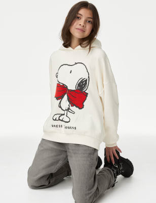 

Girls M&S Collection Cotton Rich Snoopy™ Bow Hoodie (6-16 Yrs) - Ecru, Ecru