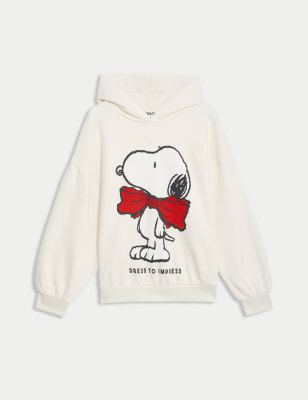 

Girls M&S Collection Cotton Rich Snoopy™ Bow Hoodie (6-16 Yrs) - Ecru, Ecru