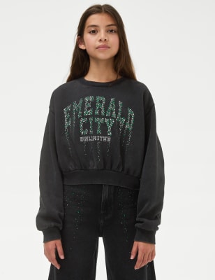 

Girls M&S Collection Cotton Rich Wicked™ Emerald City Sweatshirt (6-16 Yrs) - Black, Black