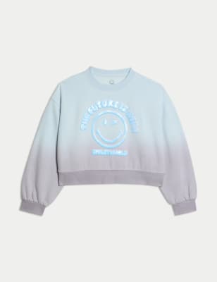 

Girls M&S Collection Cotton Rich Smiley® Print Cropped Sweatshirt (2-16 Yrs) - Ice Blue, Ice Blue