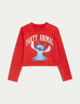 

Girls M&S Collection Pure Cotton Lilo & Stitch Party Animal Top (6-16 Yrs) - Red, Red