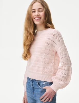 

M&S Collection Strickpullover aus reiner Baumwolle (6-16 J.) - Pink, Pink
