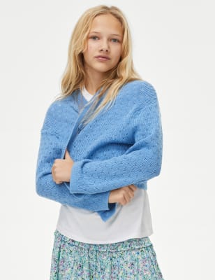 

Girls M&S Collection Pure Cotton Knitted Cardigan (6-16 Yrs) - Blue, Blue