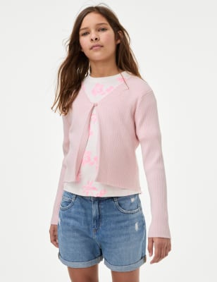 

Girls M&S Collection Ribbed Cardigan (6-16 Yrs) - Pink, Pink