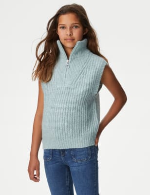 

Girls M&S Collection Knitted Half Zip Vest (6-16 Yrs) - Mint, Mint