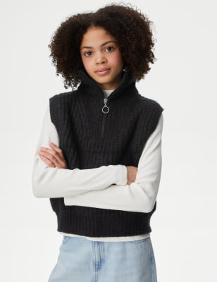 

Girls M&S Collection Knitted Half Zip Vest (6-16 Yrs) - Black, Black