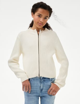 

Girls M&S Collection Pure Cotton Zip Knitted Jumper (6-16 Yrs) - Cream, Cream