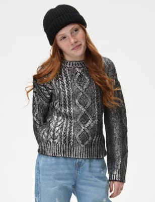 

Girls M&S Collection Foil Cable Knit Jumper (6-16 Yrs) - Carbon, Carbon