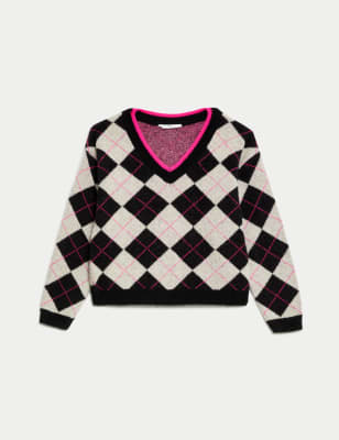 

Girls M&S Collection Argyle Jumper (6-16 Yrs) - Black Mix, Black Mix