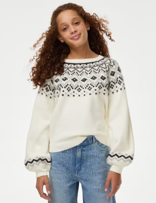 

Girls M&S Collection Fair Isle Jumper (6-16 Yrs) - Ecru, Ecru