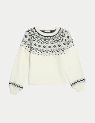 

Girls M&S Collection Fair Isle Jumper (6-16 Yrs) - Ecru, Ecru