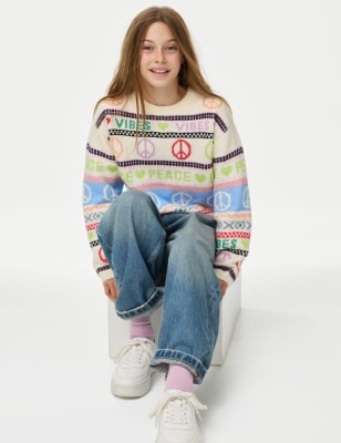 

Girls M&S Collection Fair Isle Peace Jumper (2-16 Yrs) - Multi, Multi