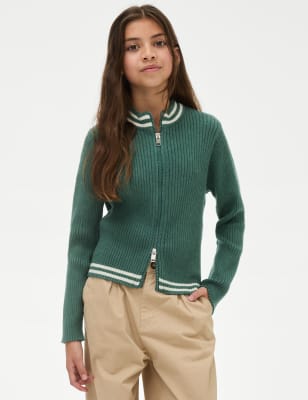 

Girls M&S Collection Knitted Zip Through Cardigan (6-16 Yrs) - Green, Green