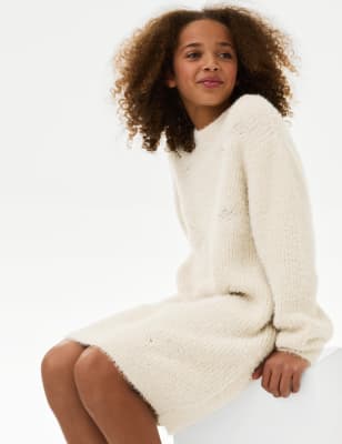 

Girls M&S Collection Fluffy Knit Dress (6-16 Yrs) - Neutral, Neutral