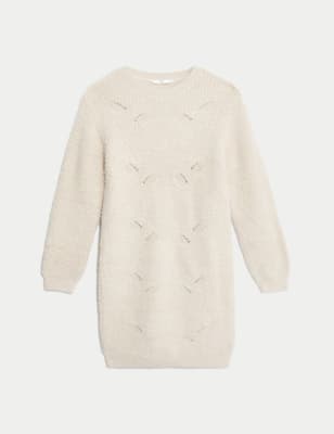 

Girls M&S Collection Fluffy Knit Dress (6-16 Yrs) - Neutral, Neutral