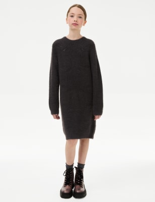 

Girls M&S Collection Fluffy Knit Dress (6-16 Yrs) - Charcoal, Charcoal