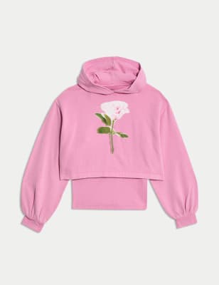 

M&S Collection Conjunto de 2 piezas de algodón con camiseta y sudadera con capucha (6-16 años) - Pink, Pink