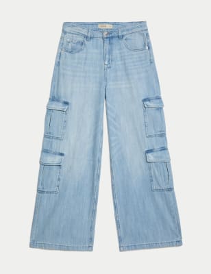 

Girls M&S Collection Denim Wide Leg Cargo Jeans (6-16 Yrs) - Light Denim, Light Denim