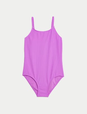 

M&S Collection Badeanzug mit Knitteroptik (6-16 J.) - Purple, Purple