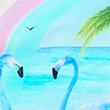 Flamingo Print Swimsuit (3 Months - 16 Years), BLUE MIX, swatch