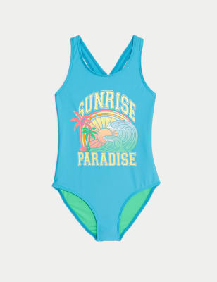 

Girls M&S Collection Sunrise Print Swimsuit (6-16 Yrs) - Blue, Blue