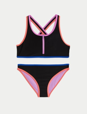 

Girls M&S Collection Zip Bikini (6-16 Yrs) - Black, Black