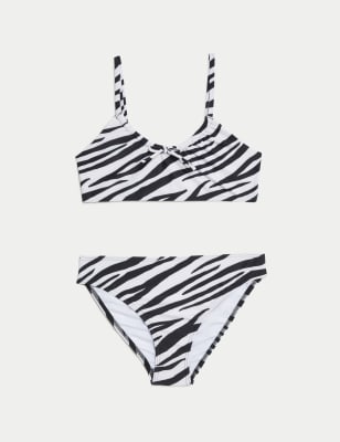 

Girls M&S Collection nPrinted Tie Front Bikini (6-16 Yrs) - Black Mix, Black Mix