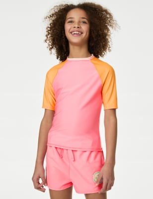 

Girls M&S Collection Colour Block Rash Vest (6-16 Yrs) - Pink Mix, Pink Mix