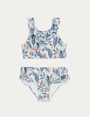 

Girls M&S Collection Printed Frill Detail Mini Me Bikini (6-16 Yrs) - Blue Mix, Blue Mix