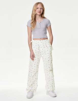 

Girls M&S Collection Pure Cotton Ditsy Floral Parachute Trousers (6-16 Yrs) - Ivory Mix, Ivory Mix